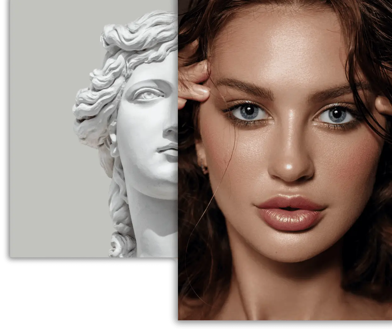 half-of-statue-face-and-beautiful-woman-1